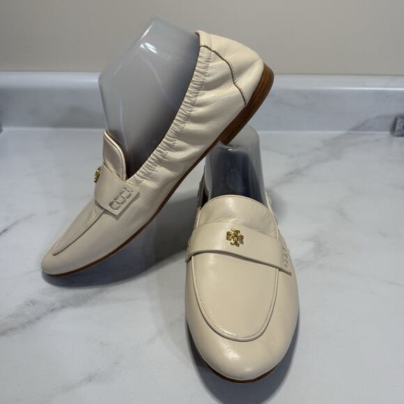 Tory Burch BALLET LOAFER Women’s US 9.5M New Cream Napa Leather Slip On Flat - Picture 3 of 12
